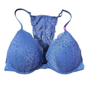 Victoria’s Secret Pink Push Up Padded racerback lace front closure 32D teal